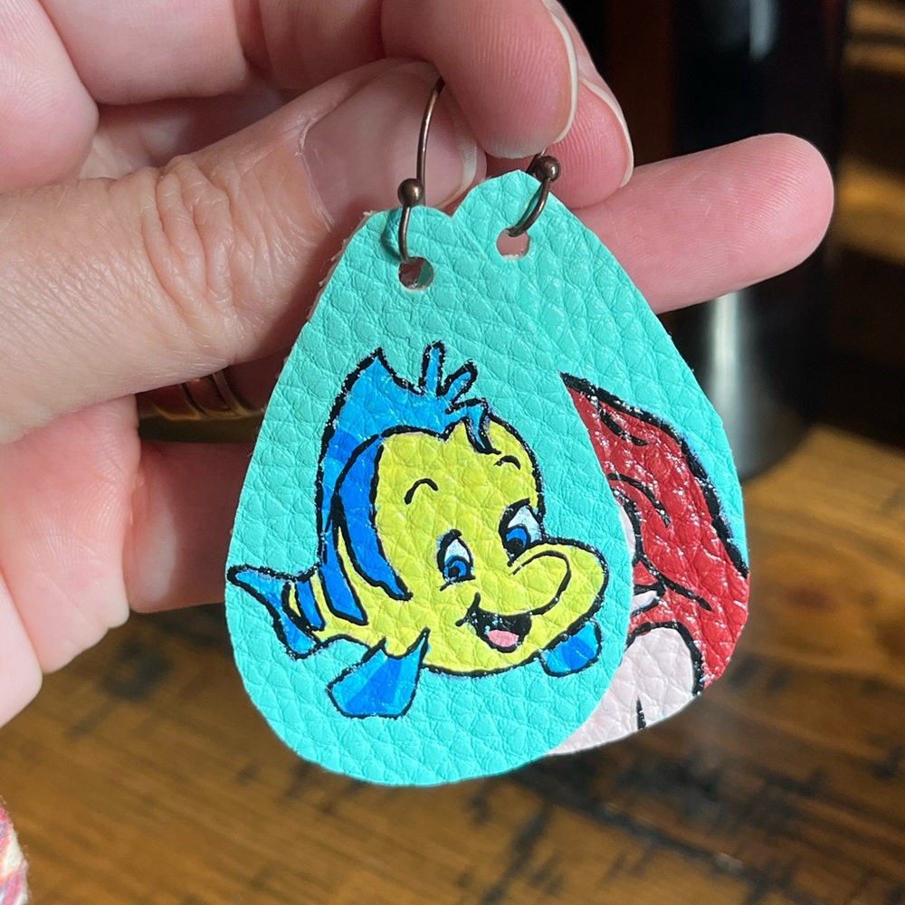 HAND PAINTED Unique Cartoon earrings!! - Picture 2 of 6